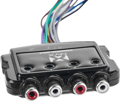 NVX XMICROLOC4 600W 4-Channel Speaker Cable to RCA Adjustable Line Output Converter with Remote Turn On Trigger