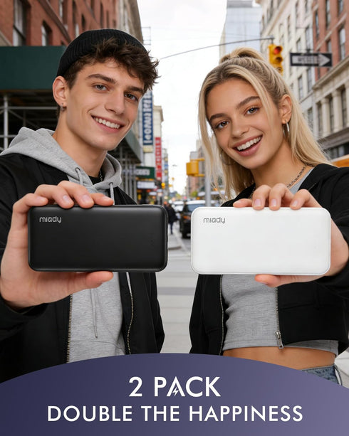 Miady 2-Pack 10000mAh Pack 3 2 17/16/15/14/13 S24/22 (2 Portable Charger, Slim Power Bank Travel Battery Outputs Inputs