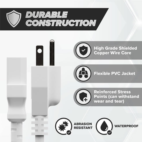 THE CIMPLE CO 15 3 C13 5-15P C13 320-15 (4 FT - Prong AC Power Cable for Computer, Medical, Server, & Desktop - Power