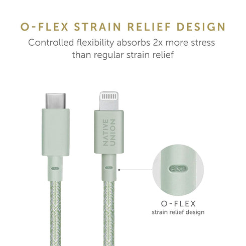 Native Union Belt Cable, USB-C to Lightning, 4ft, MFi Certified, Ultra-Strong Reinforced Charging Cable, Compatible