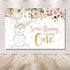 MEHOFOTO 8x6ft Bunny Girl One Birthday Party Backdrop - Spring Pink Floral Glitter Gold Rabbit Photography Background