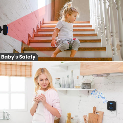 COTINSE 500 Wireless Motion Sensor LED Light - Motion Detector Alarm Chimes Door Sensor with FT Range Security Alert