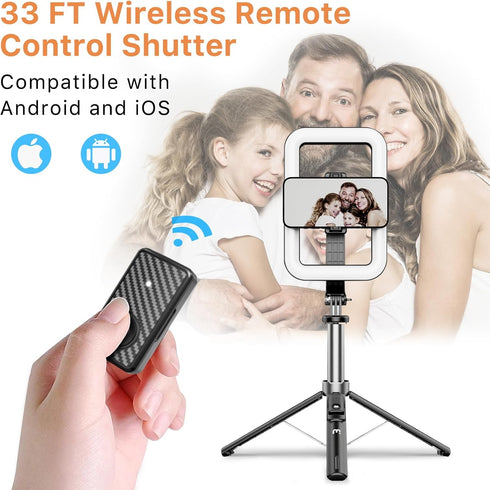 M MYBAT PRO 8" LED Selfie Light with Stand, Dimmable LED Light for Makeup/Live Stream, Tripod, Phone Holder & Wireless