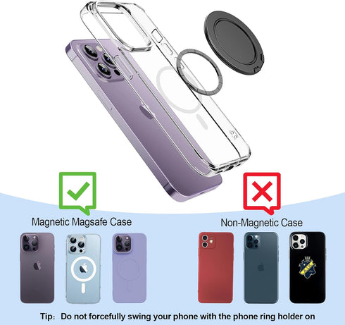 MINDSKY Magnetic Phone Ring Stand for iPhone 12, 13, 14, 15 Series - Compatible with MagSafe Cases (Pop Base)