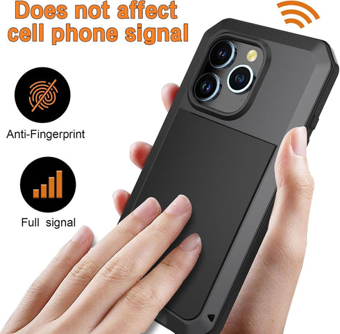 Marrkey iPhone 15 Pro Max Case, 360 Full Body Protective Heavy Duty Shockproof Aluminum Alloy with Screen Protector