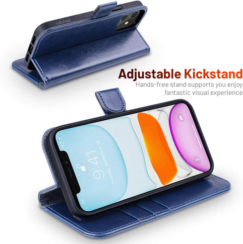 OCASE iPhone 12/12 Pro Wallet Case - PU Leather Flip Case with Card Holders, RFID Blocking, Blue