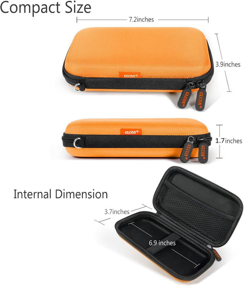 GLCON Orange Shockproof Hard EVA Carrying Case Travel Pouch for External Hard Drive, Power Bank, Cell Phone, Cable