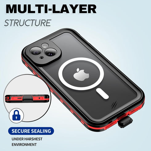 BEASTEK iPhone 15 Plus Waterproof Case, TRE Series MagSafe Shockproof Dustproof IP68 with Built-in Screen Protector