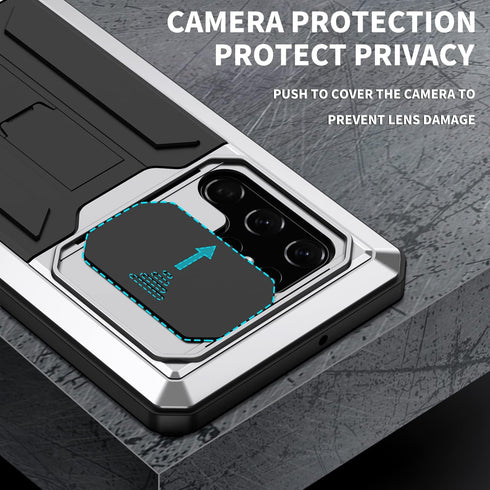 Aluminum Metal Waterproof Case for Samsung Galaxy S22 Ultra 5G, Shockproof Military Heavy Duty Protector with Sliding