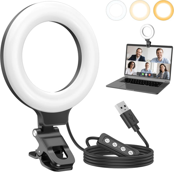 Anautin Ring Light for Video Conference Lighting,360Adjustable,Portable LED Video Conference Lighting for Monitor,Laptop&Desktop