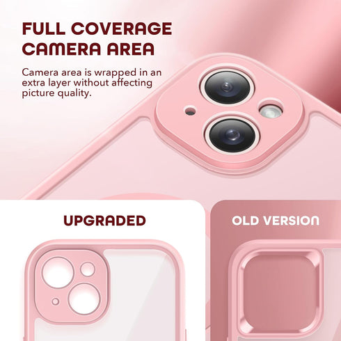 TIESZEN iPhone 15 Plus Case - Pink, Dustproof, MagSafe Compatible, with Privacy Screen & 9H Tempered Glass Protection.