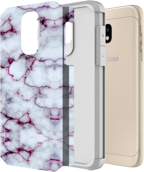 Rosebono Compatible with Samsung Galaxy J7 Case, Hybrid Graphic Colorful Armor Case for SM-J737, Purple Marble