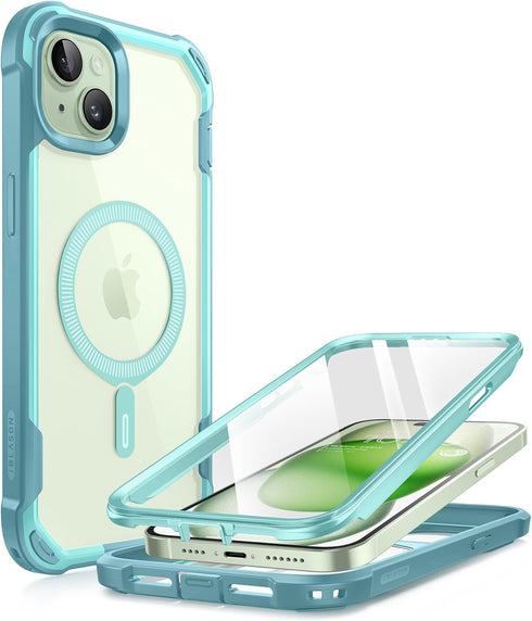 i-Blason Ares Case for iPhone 15/14/13 (6.1'') - Rugged Clear Bumper, Built-in Screen Protector, MagSafe Compatible