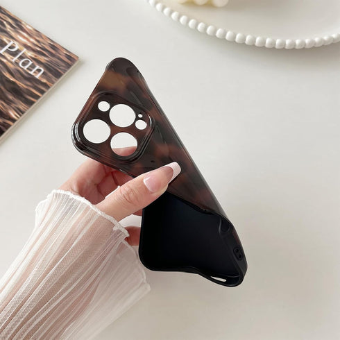 Huahuacase 14 14 6.1 ''Color2 Compatible with for iPhone Case, Tortoise Shell Chic Amber Brown Print Leopard, Classic
