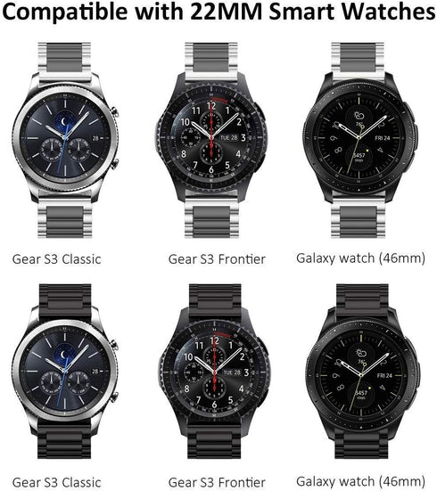 Valkit Compatible with Samsung Galaxy Watch 46mm, Galaxy Watch 3 45mm, Gear S3 Classic, 2 Pack Stainless Steel Bands