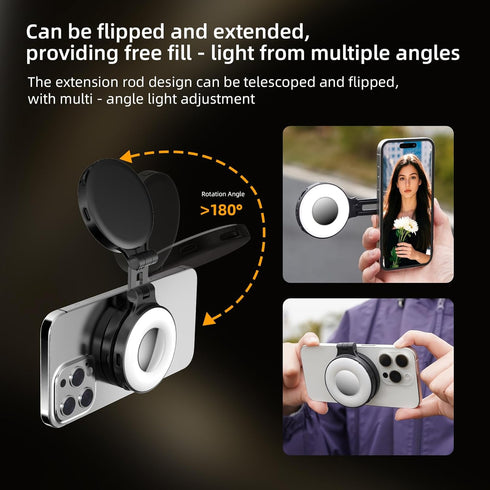 Magnetic Selfie Light for MagSafe, LED Ring Fill Light for iPhone, Portable Rechargeable Clip on Light for Selfie