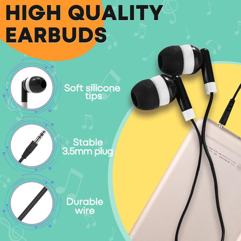 Gaosen 50 Pack 3.5 mm PC(GS01, 50 Bulk Kids Earbuds for School Classroom, Multi Colored Student Wired Headphones