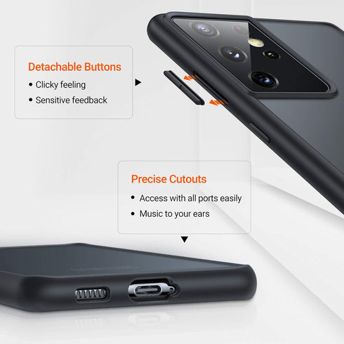 TORRAS Shockproof Case for Samsung Galaxy S21 Ultra, Military Grade Drop Tested, Translucent Matte Hard Back, Matte
