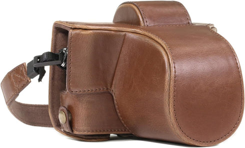 MegaGear Olympus Pen E-Pl8 Ever Ready Leather Camera Case and Strap, Dark Brown