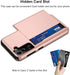 Jiunai for Samsung Galaxy S21 Plus Case, Rose Gold Credit Card IDs Cash Holder Shell Wallet Case Slide Cover