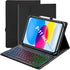 Universal Tablet Keyboard Case - 9.7" to 11" Tablets, 7 Color Rainbow Backlit Removable Keypad with Pen Holder - Black