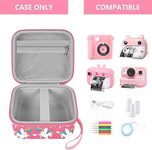 Leayjeen Kids Camera Case for ESOXOFFORE/Dylanto/GKTZ/HiMont/CAMCLID Instant Print Camera, Pink Unicorn (Case Only)