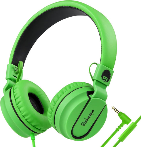 rockpapa 950 Wired Headphones for Kids with Microphone, On-Ear Foldable Corded Headphones with 3.5mm Jack