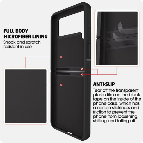 ABITKU 4 360Ring 4 6.7 inch Compatible with Galaxy Z Flip Case, Silicone with Kickstand Holder Microfiber Cloth