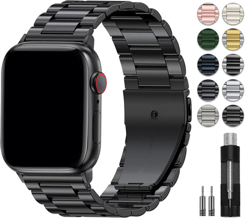 EPULY Metal Band Compatible with Apple Watch, 49mm 46mm 45mm 44mm 42mm 41mm 40mm 38mm, Business Stainless Steel Strap