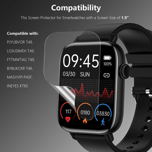 8 Pack Smartwatch Screen Protector, Soft TPU Protect Film for Various Models (Not Tempered Glass)