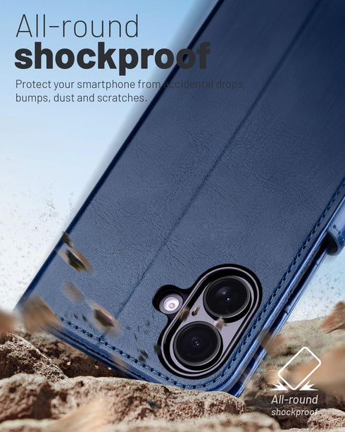 17 6.3 Inch 2025, OCASE Compatible with iPhone Wallet Case, PU Leather Flip Folio Case with Card Holders RFID Blocking
