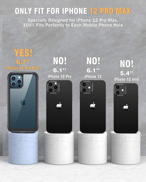 Miracase Designed Case for iPhone 12 Pro Max, Full Body Rugged Case with Built-in Anti-Scratch Screen Protector