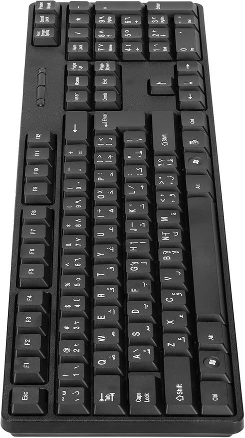 VBESTLIFE Arabic English Computer Keyboard, USB Wired Arabic Bilingual Keyboard for Desktop Office, Suitable for PC