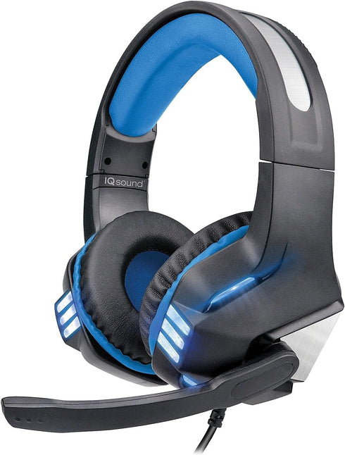 IQ Sound IQ-480G Pro-Wired Gaming Headset, Hi-Fi Stereo Headphones with LED Lights, Universal Compatibility, In-Line