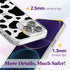 Cute Aesthetic iPhone 14 Pro Case - Glitter Clear Milk Cow Print Cover with Camera Protector & Wrist Strap for Women,