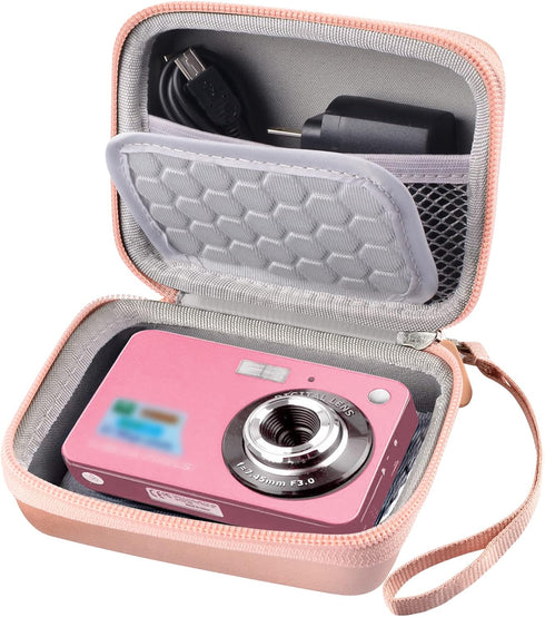 AbergBest Carrying Case for Digital Camera, Protective Case for Kodak, Canon, Sony Cameras for Travel - Rose Gold