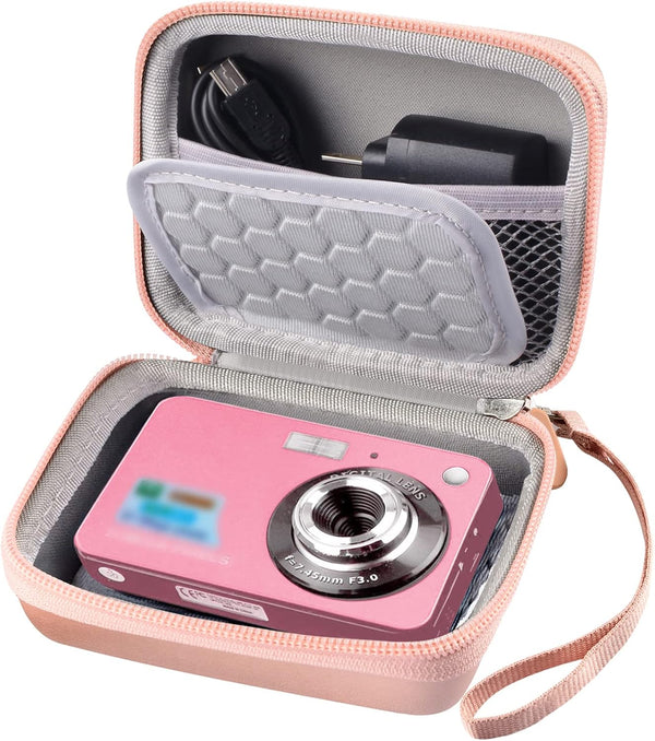 AbergBest Carrying Case for Digital Camera, Protective Case for Kodak, Canon, Sony Cameras for Travel - Rose Gold