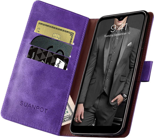 SUANPOT Samsung Galaxy A42 5G Wallet Case, RFID Blocking Leather Flip Folio Book Phone Case for Women Men