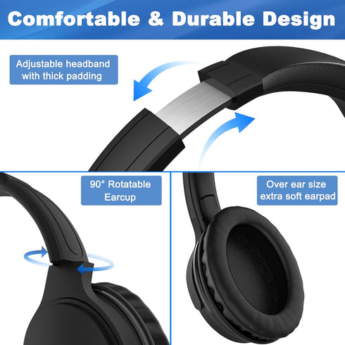 19.5Ft Extra Long Cord Headphones for TV PC with Volume Control, Wired Over Ear Earphones for Seniors