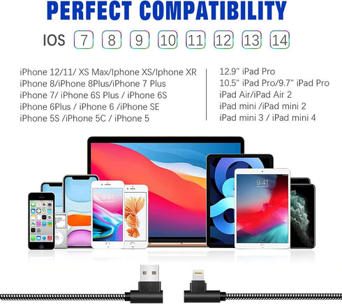 MFi Certified iPhone Charger 3 Pack: 3/6/10FT Nylon Braided Lightning Cables for iPhone 14/13/12/11/Xs/8/7 Plus. Fast