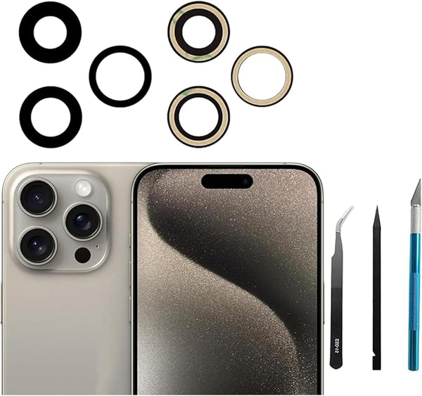 3pcs/Set Rear Camera Lens Replacement for iPhone 15 Pro Max with Pre-Installed Adhesive, Repair Tool Kit & Anti-Lens