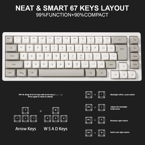 Generic 65 Wired RGB Gaming Membrance Keyboard. Percent Mini Creamy LED Computer Keyboard .Small Ergonomic Clicky