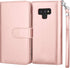Njjex Luxury Wallet Case for Galaxy Note 9 - PU Leather, 9 Card Slots, Detachable, Kickstand, Magnetic Phone Cover with