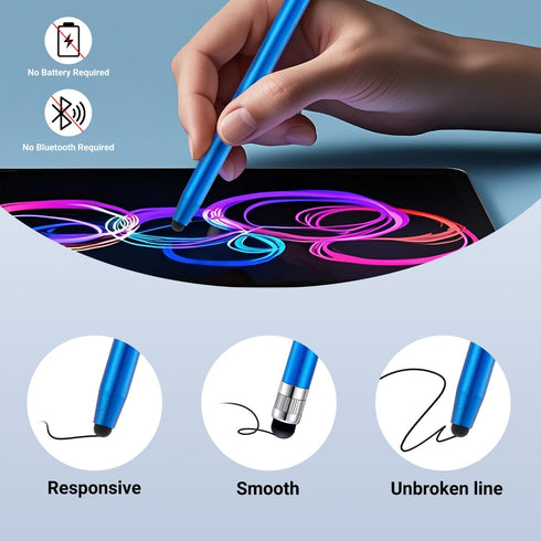 LINFANC 12Pcs 2-in-1 Stylus Pen for Touchscreen, High Precision & Sensitivity Stylus Pen for iPad/iPhone/Android