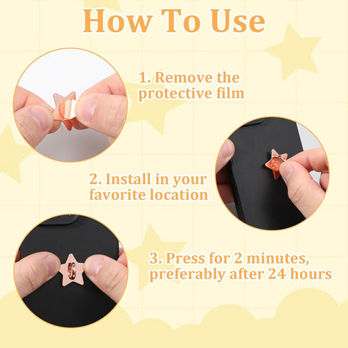 SynHHergyx 8 Pcs Stars Moon Cell Phone Ring Holder Metal Phone Finger Grip Hook Self-Adhesive Phones Grip Loop