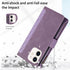 Asuwish iPhone 12 Pro Wallet Case: Purple Flip Cover with Tempered Glass, Zipper Card Holder & Crossbody Strap for