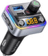 Syncwire Bluetooth 5.4 FM Transmitter Car Adapter 42W, Light Switch, Stronger Dual-mic, HiFi Bass Sound, Fast Charging,