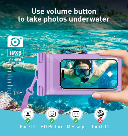 Universal Waterproof Phone Case with Inside Card Pack, Beach Bag for iPhone 15 14 13 Pro Max up to 8.3 , 2 Pack-Black &