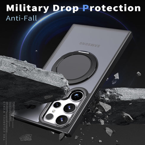 Magnetic Ring Case for Samsung Galaxy S22 Ultra/S23 Ultra, Shockproof Protection with 360° Rotatable Ring Stand