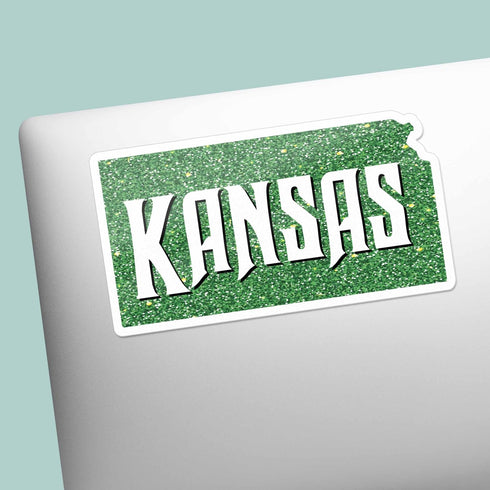 Green Glitter Kansas Musical Movie Quote Sticker for Water Bottle - Cute Vinyl Decal for Laptops - Pop Culture Gift
